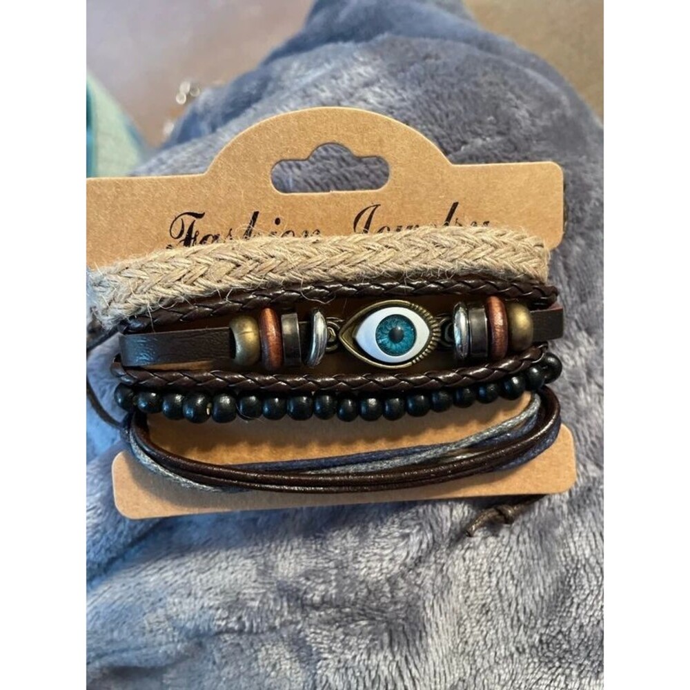 4pc Evil Eye hemp rope bracelet set adjustable NWT